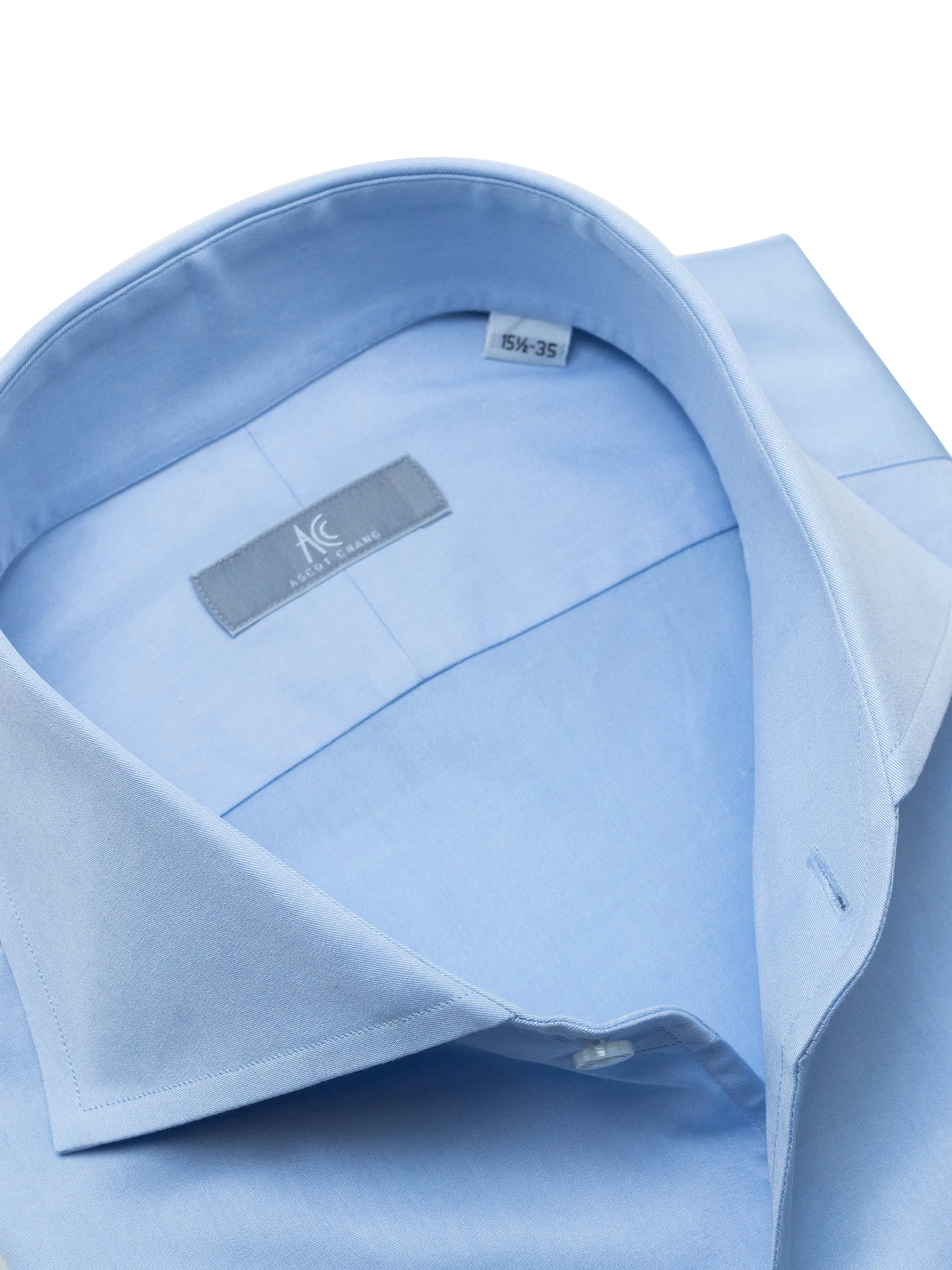 120s Light Blue Cotton "Ascot Collar" Shirt