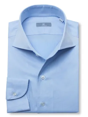 120s Light Blue Cotton "Ascot Collar" Shirt