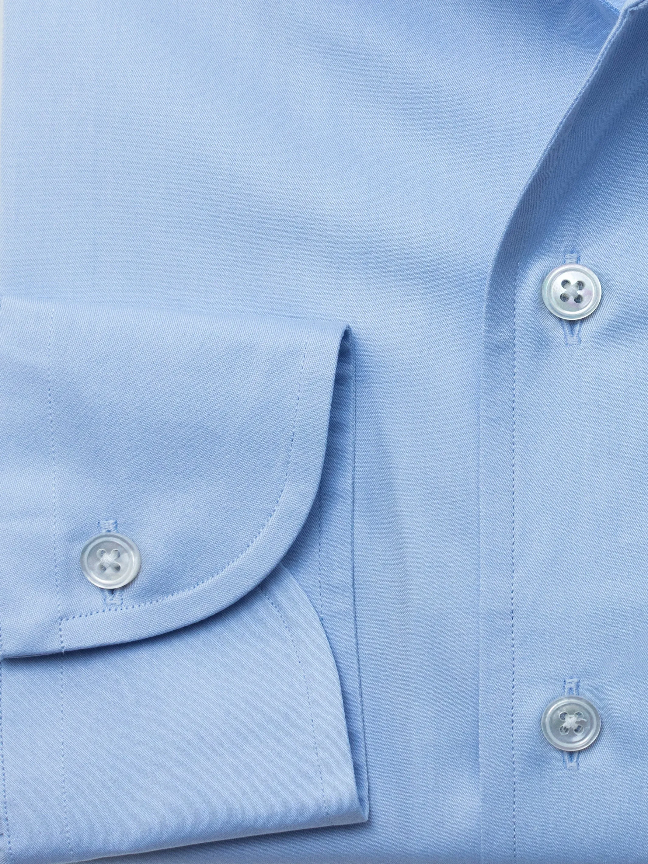 120s Light Blue Cotton "Ascot Collar" Shirt