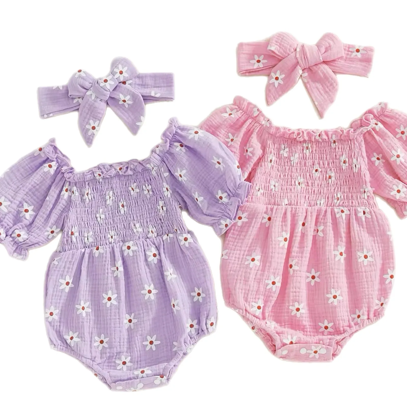 2pcs Daisy Bubble Romper