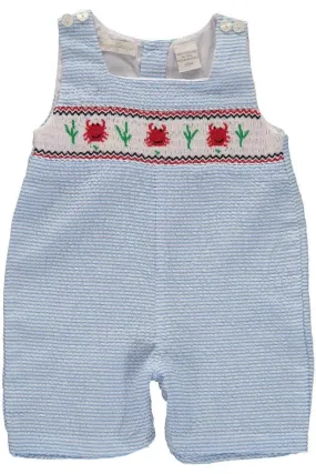 90038-Smocked Crabs Sleeveless Baby & Toddler Boy Romper