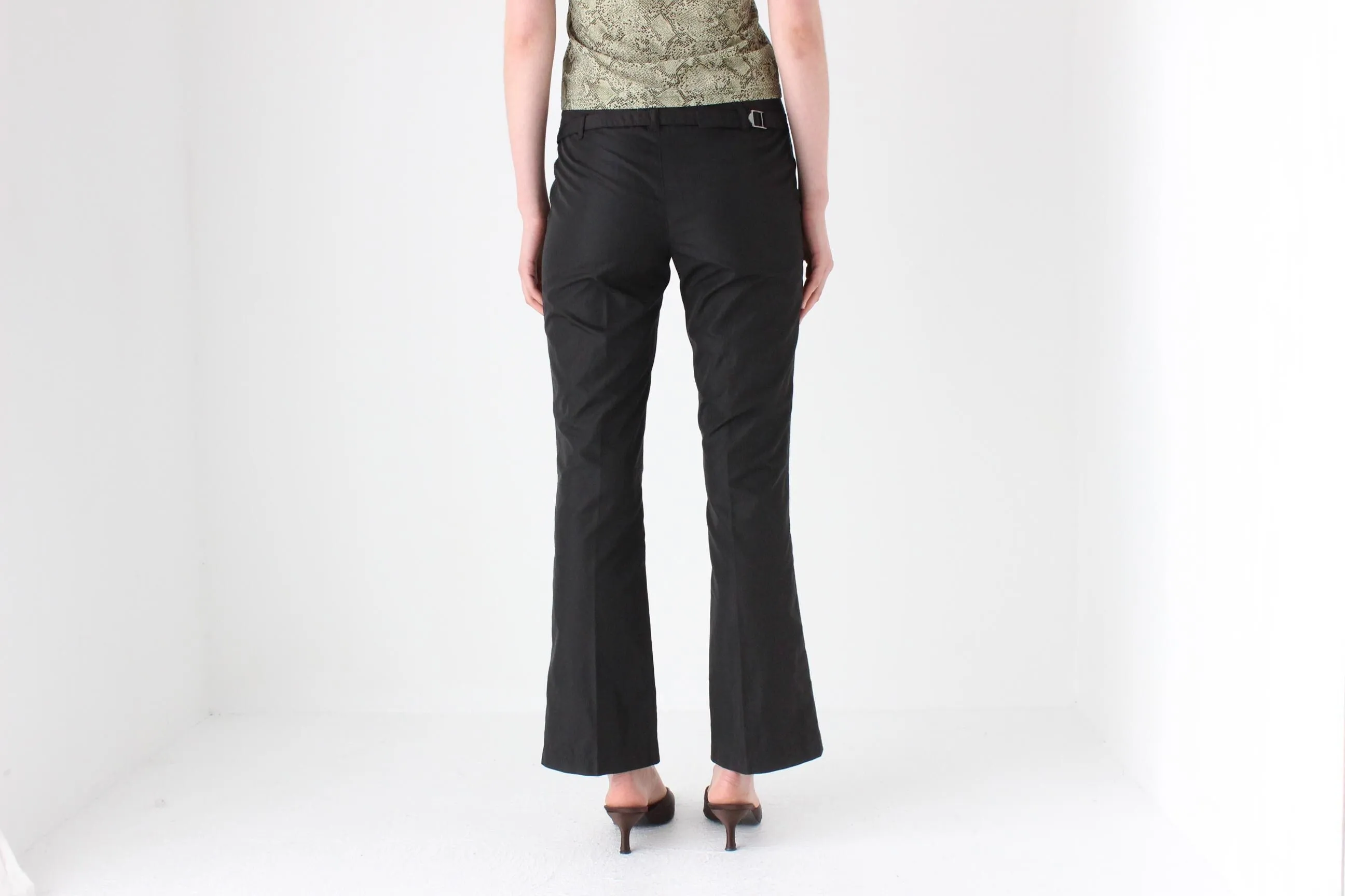 90s MOSCHINO Tweed Low Rise Kick Flare Trousers