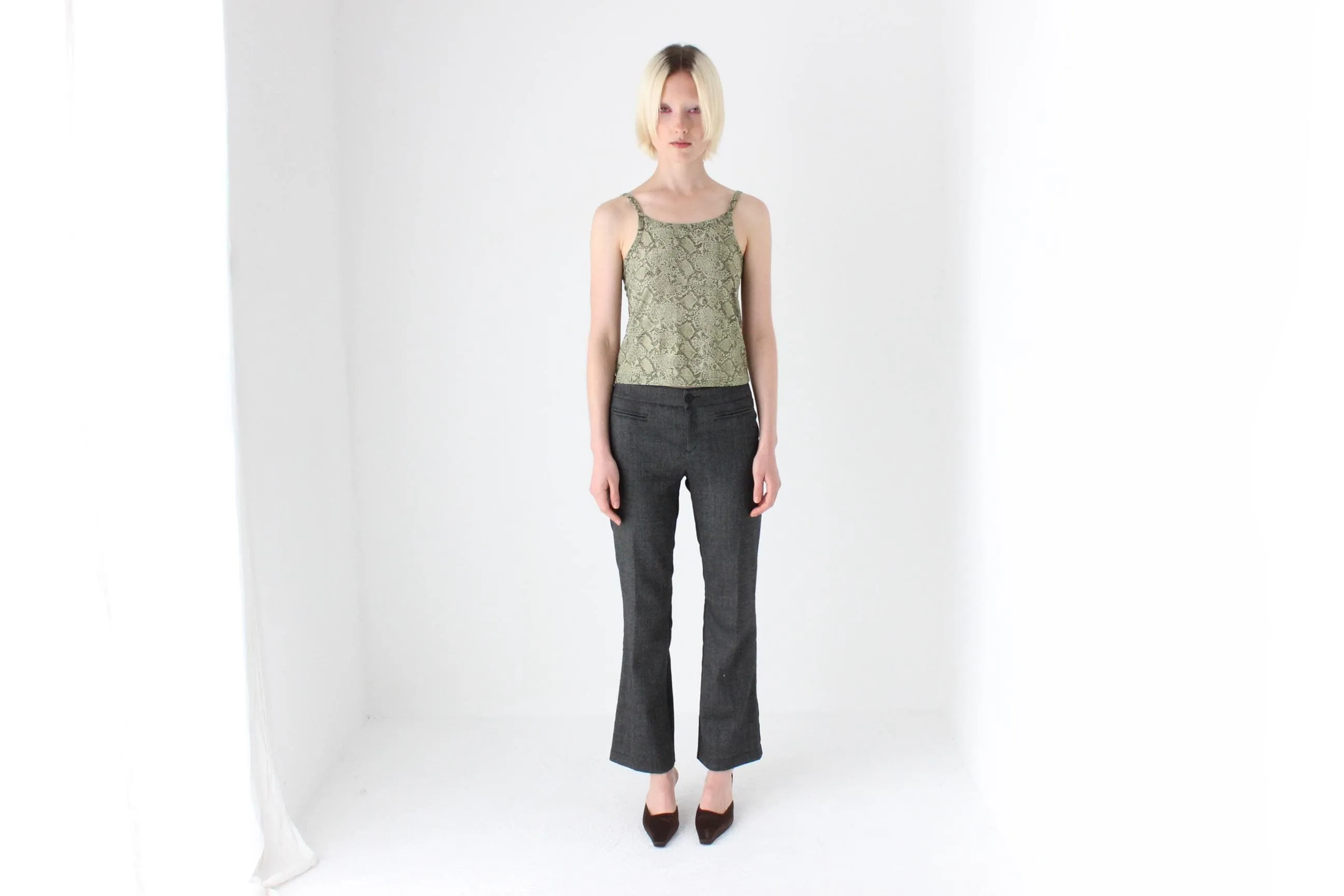 90s MOSCHINO Tweed Low Rise Kick Flare Trousers