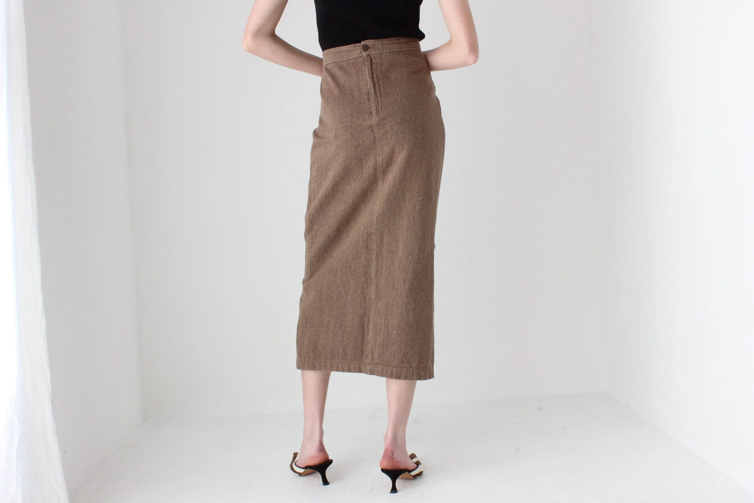 90s Woven Textured Pencil Skirt