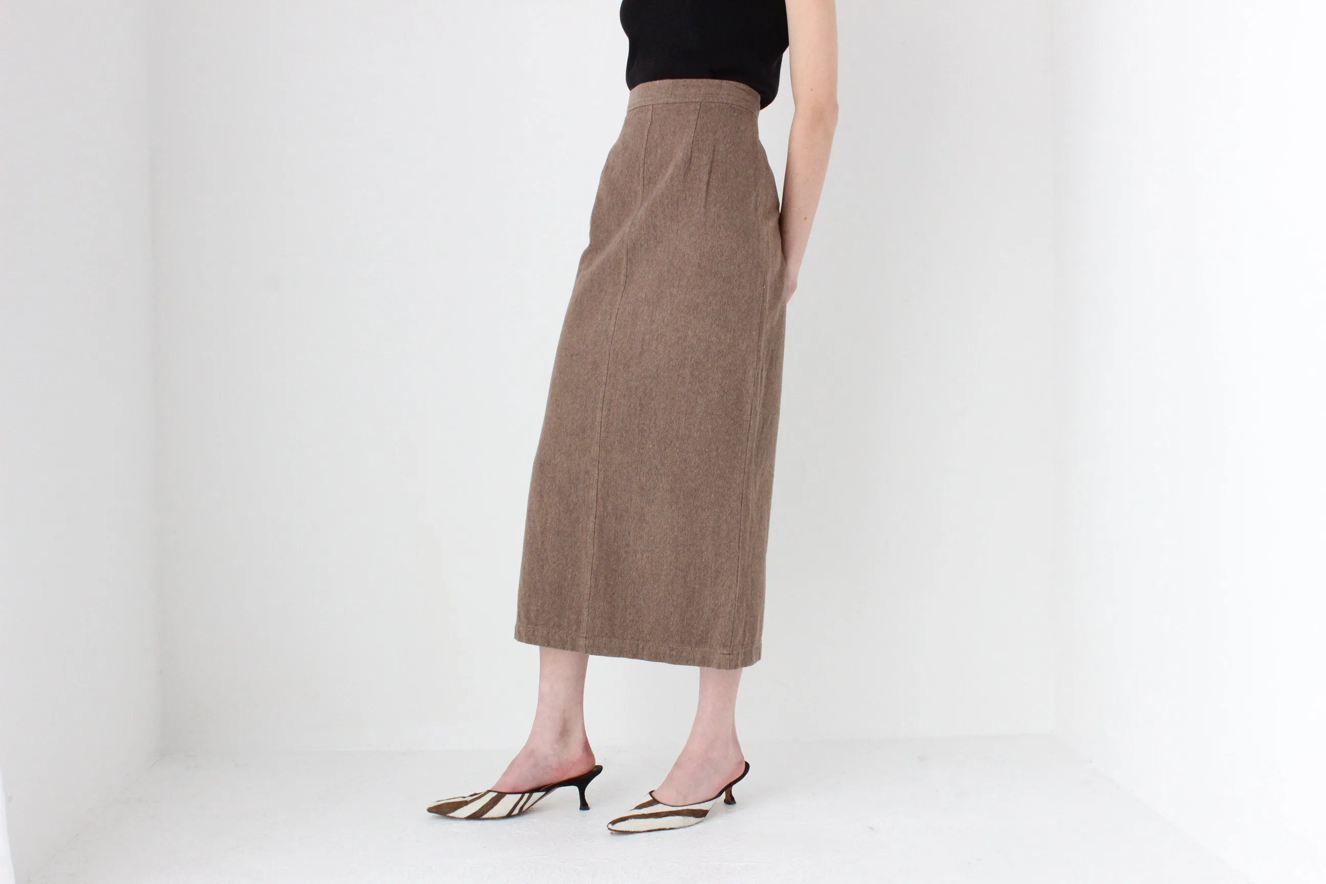 90s Woven Textured Pencil Skirt