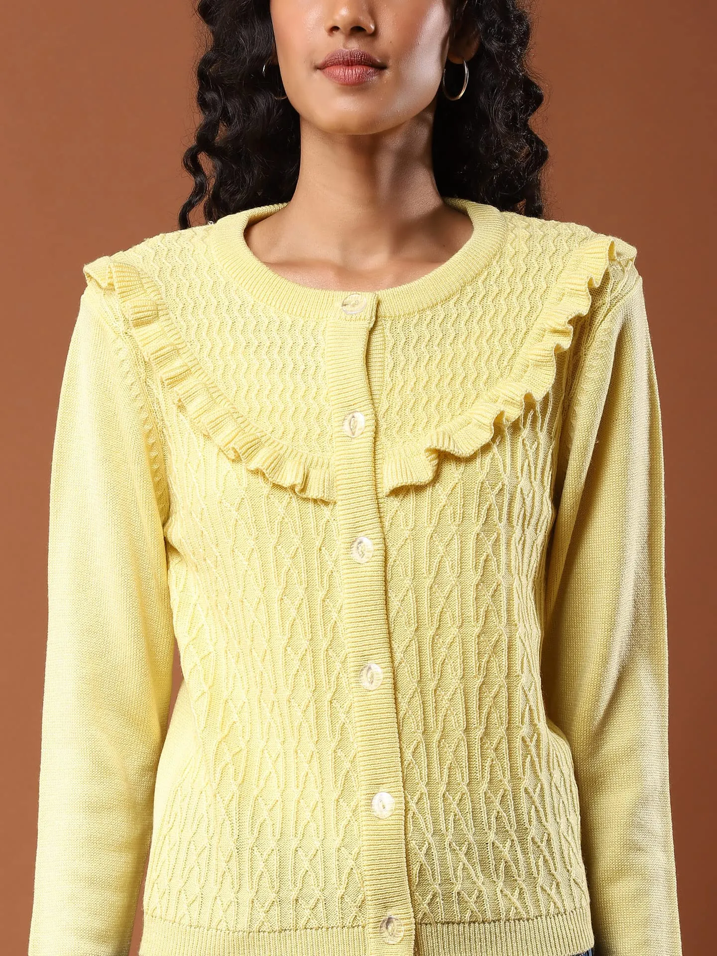 Aarke Ritu Kumar Women's Acrylic Round Neck Sweater SWTHAJ02N30127713-LIME-M Green
