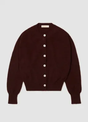 Ada Crewneck Cardigan in Burgundy
