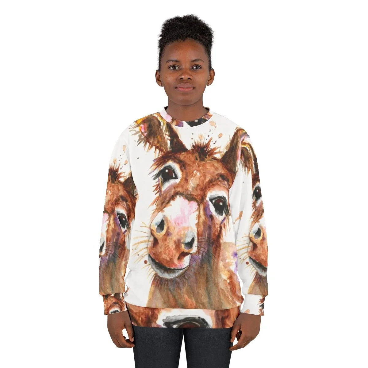 Adorable Donkey Face Sweatshirt - Cute Farm Animal Clothing