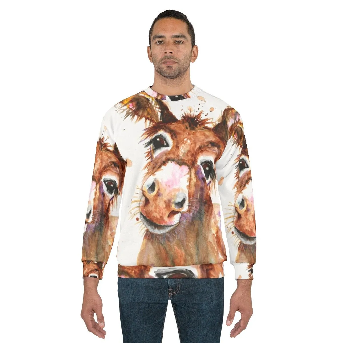 Adorable Donkey Face Sweatshirt - Cute Farm Animal Clothing