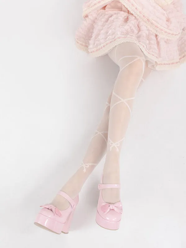 Aesthetic ballet ribbon tights