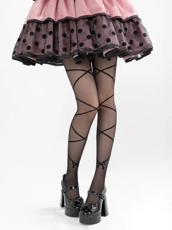 Aesthetic ballet ribbon tights