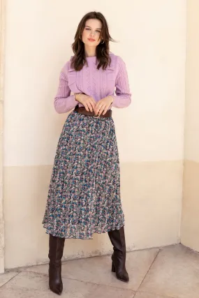 Athena blue floral midi skirt