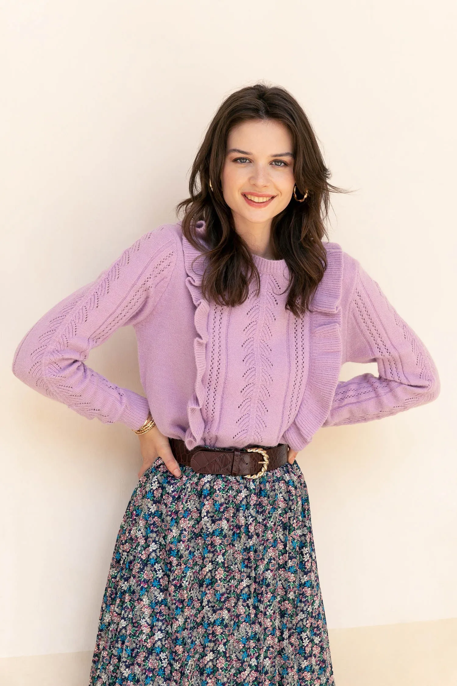 Athena blue floral midi skirt