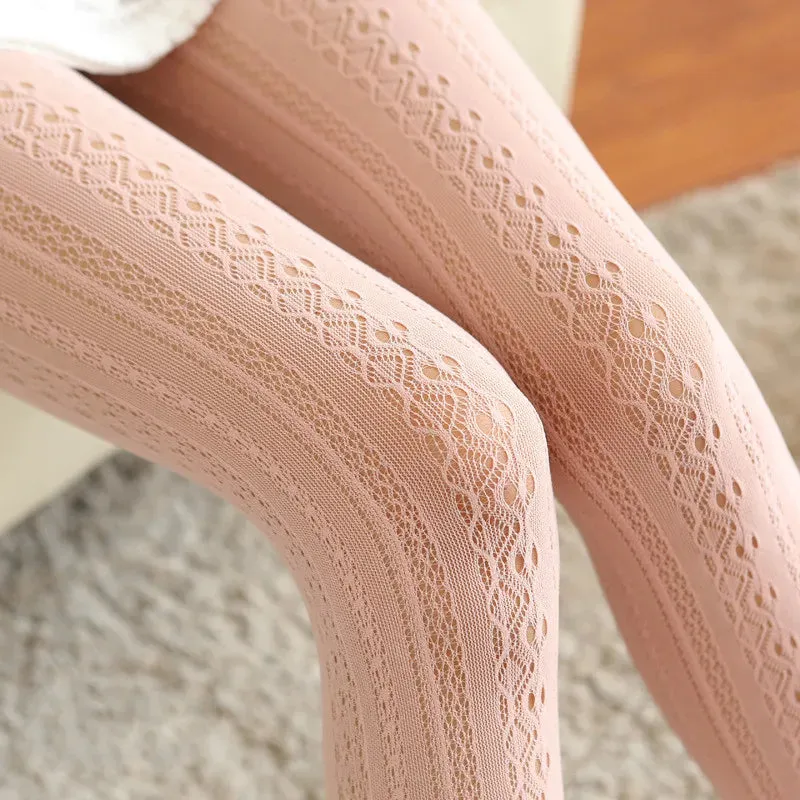 Autumn Lace Tights - Hollow White Pattern
