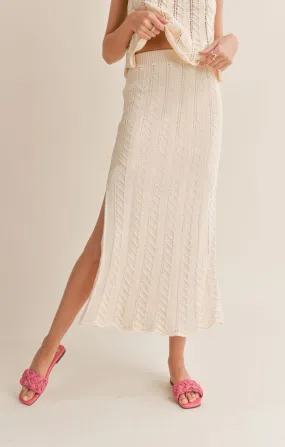 Baby Chevron Knit Maxi Skirt | Cream