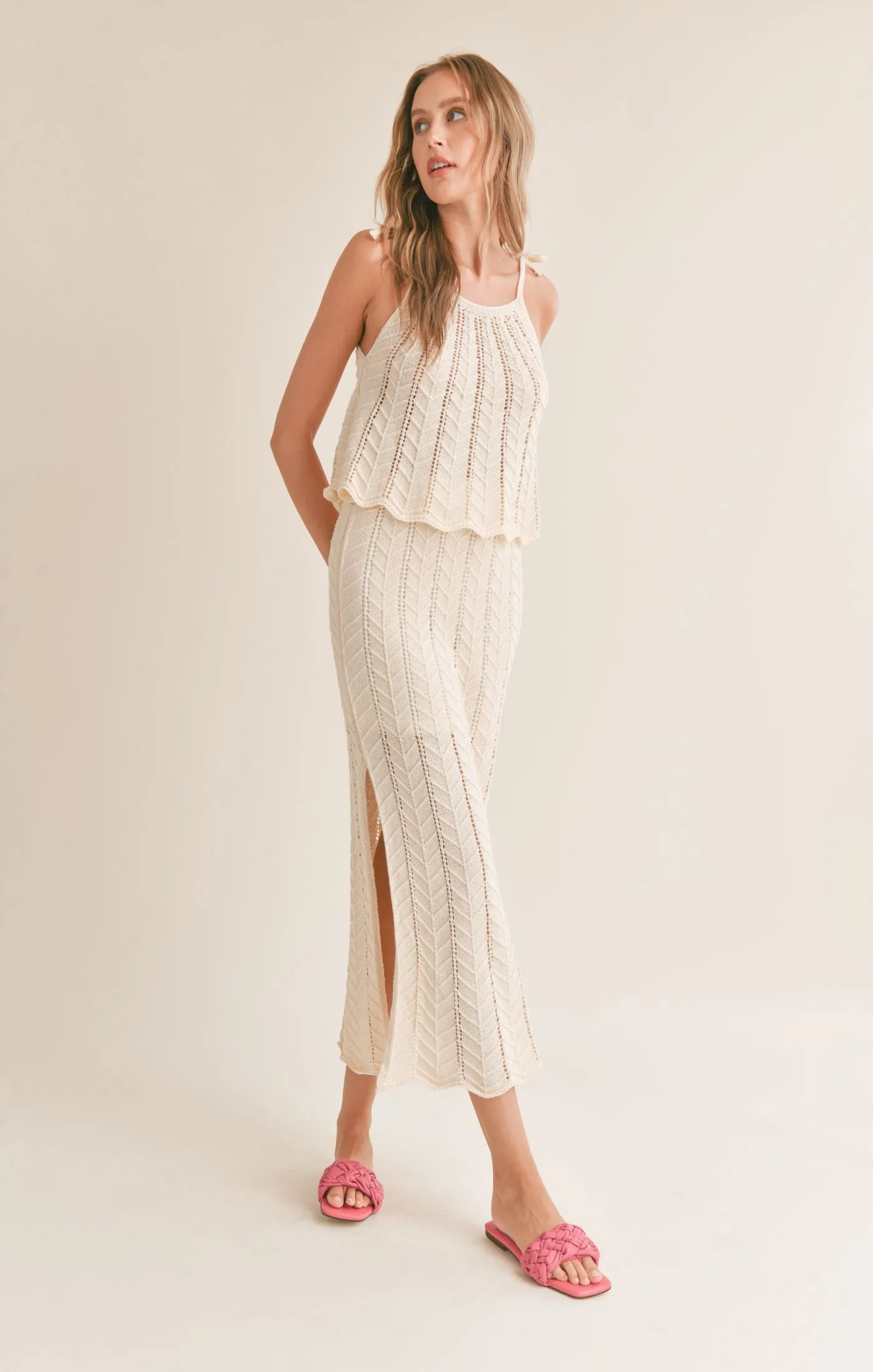 Baby Chevron Knit Maxi Skirt | Cream