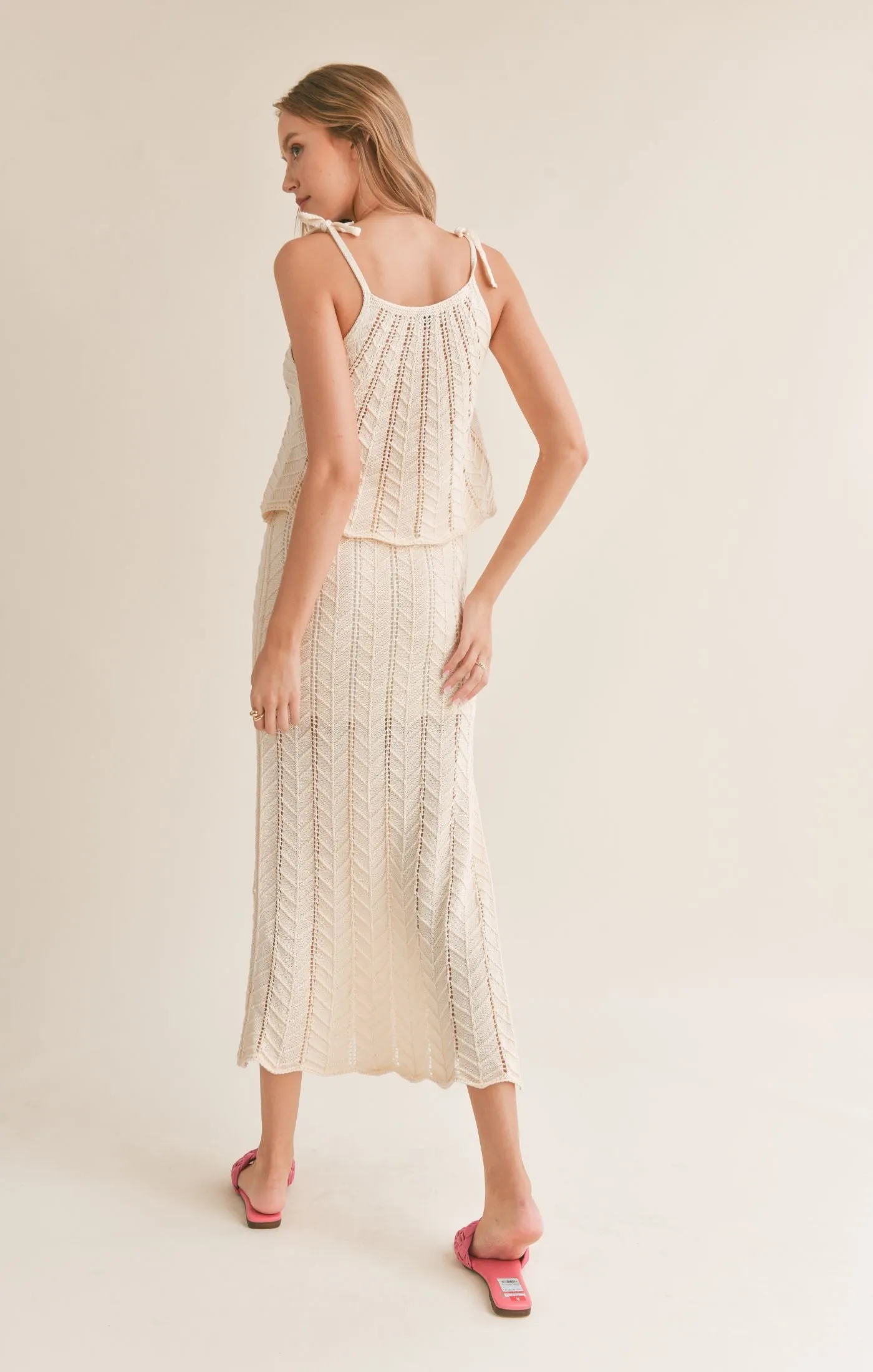 Baby Chevron Knit Maxi Skirt | Cream