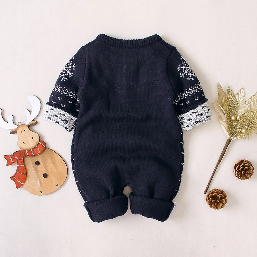 Baby Christmas Giraffe Pattern Style Knitted Romper by MyKids-USA™