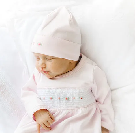 Baby Girl`s Smocked Flower Romper w/Hat