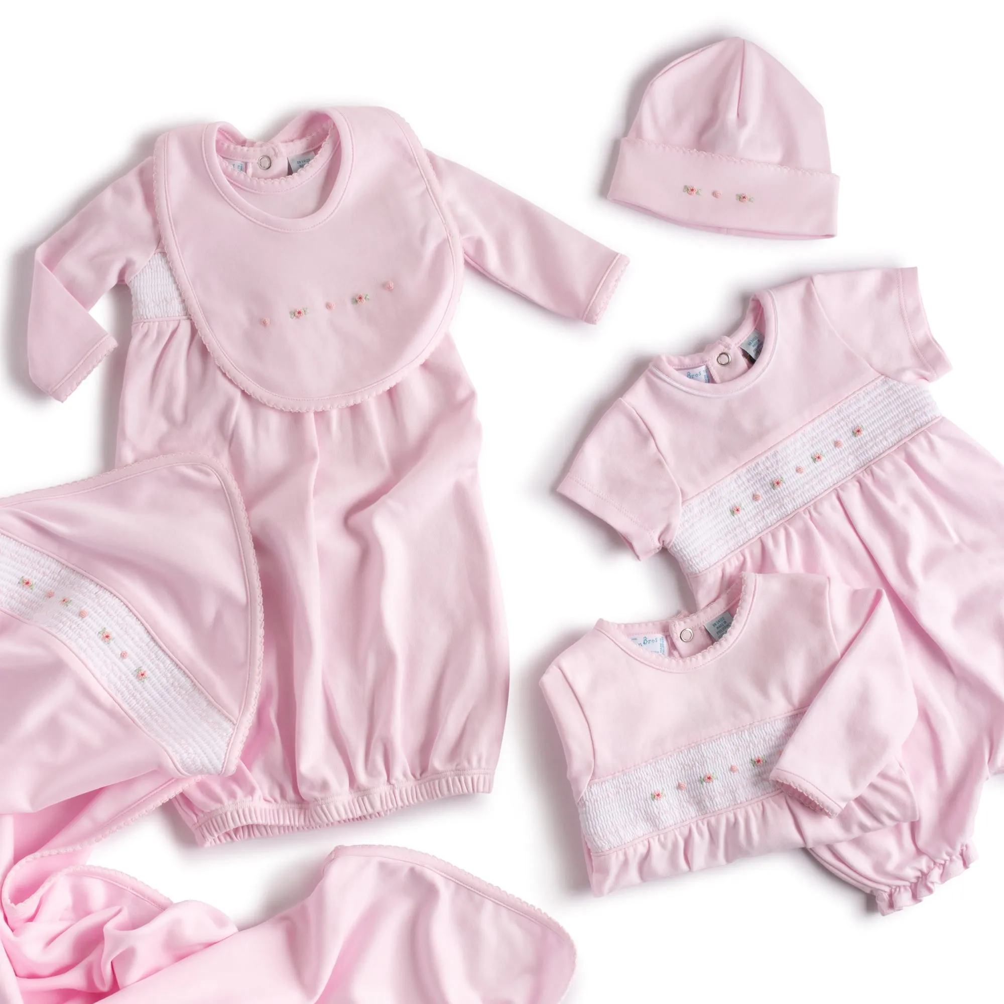 Baby Girl`s Smocked Flower Romper w/Hat