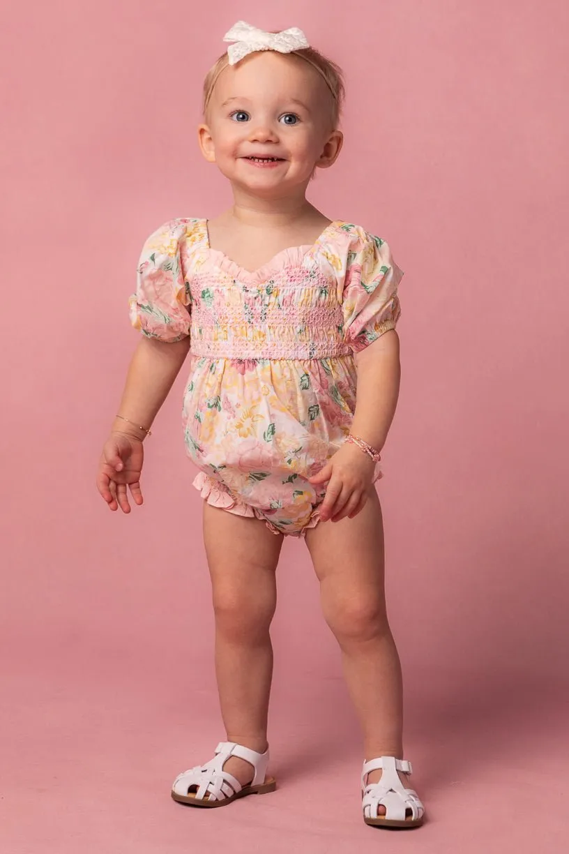 Baby Roselyn Romper in Pastel Floral