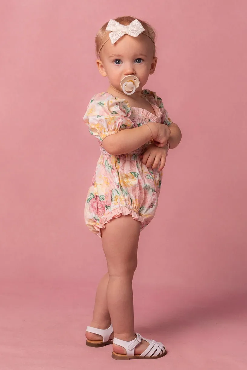 Baby Roselyn Romper in Pastel Floral