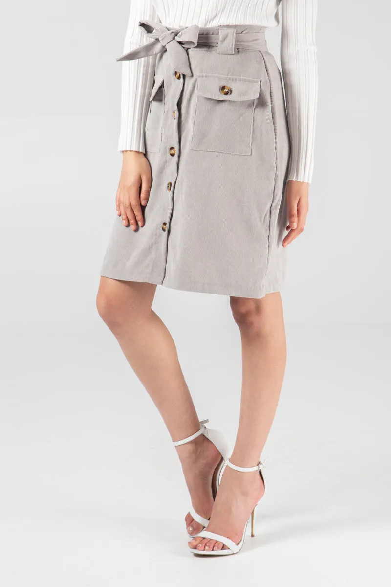 Babycord Button Front Skirt