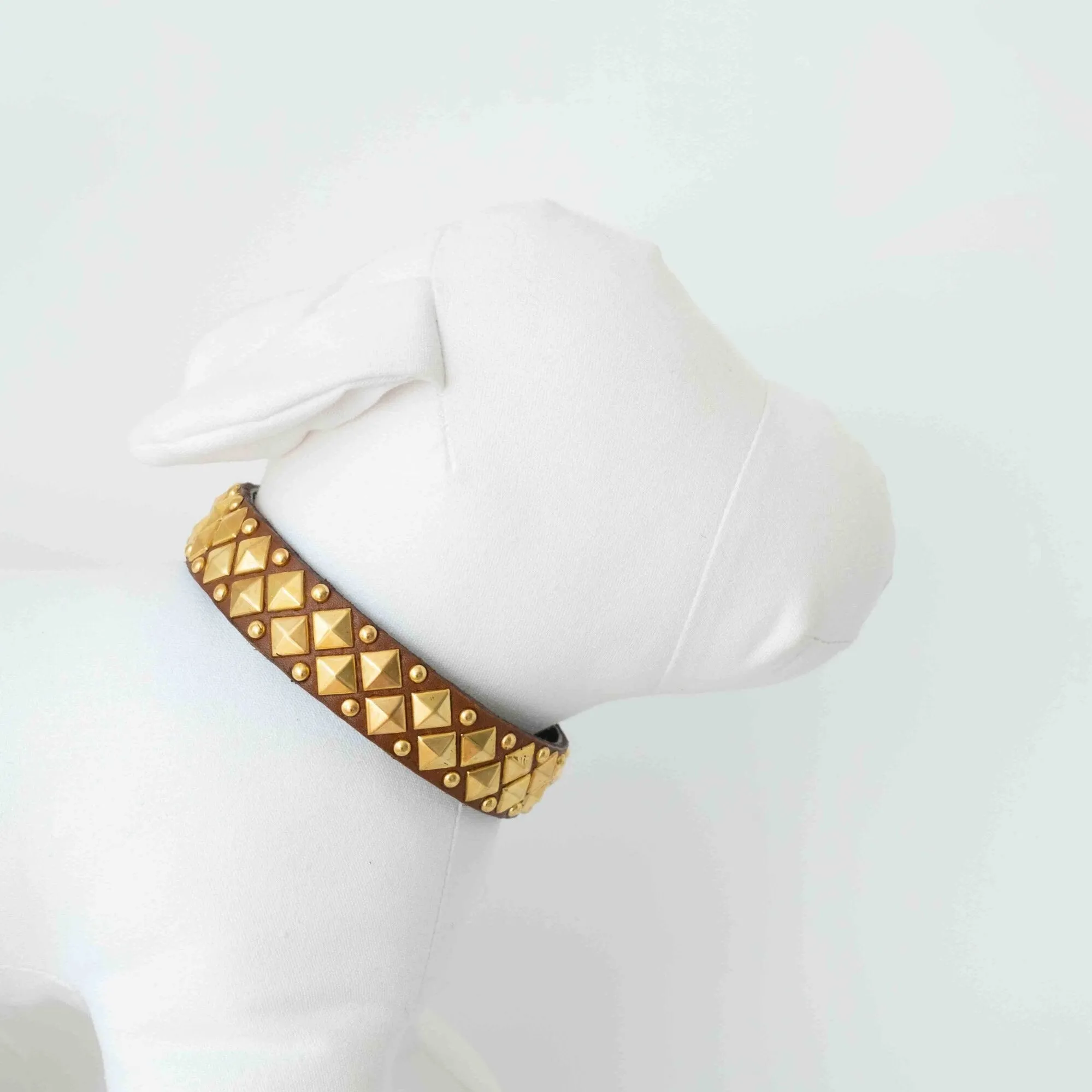 barbar gold collar chesnut leather