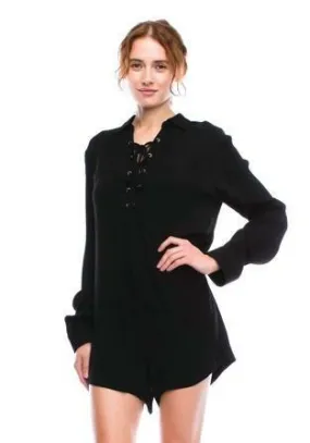 Be Somethin' Lace-Up Long Sleeve Romper