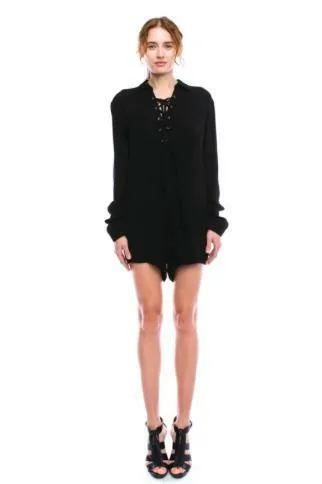 Be Somethin' Lace-Up Long Sleeve Romper