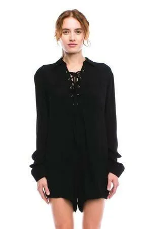 Be Somethin' Lace-Up Long Sleeve Romper
