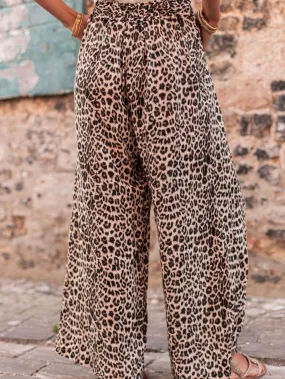 Beachy Leopard Print Palazzo Pants