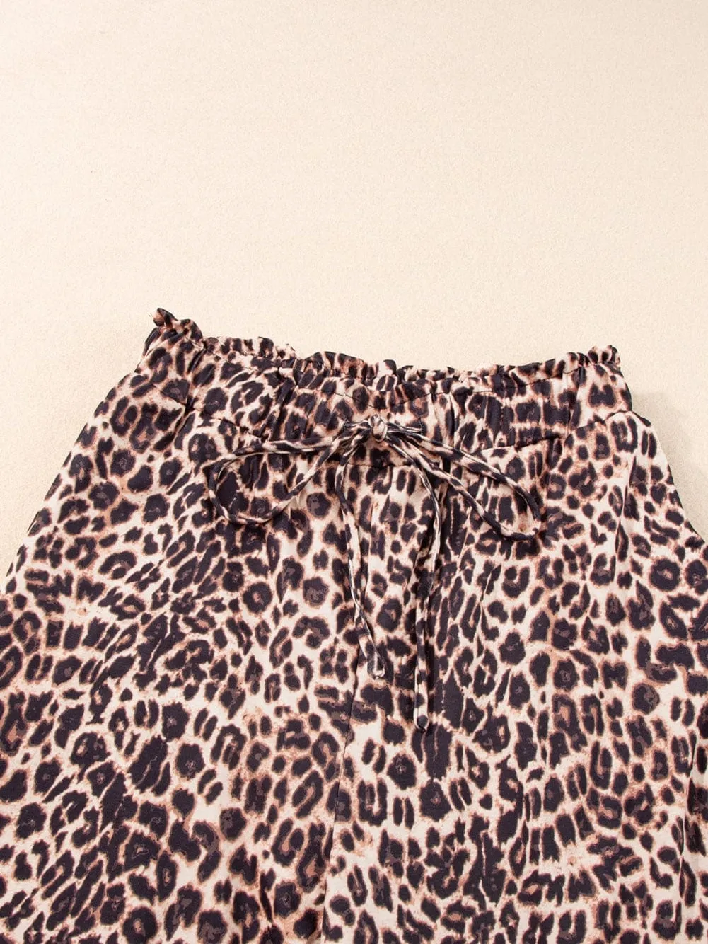 Beachy Leopard Print Palazzo Pants