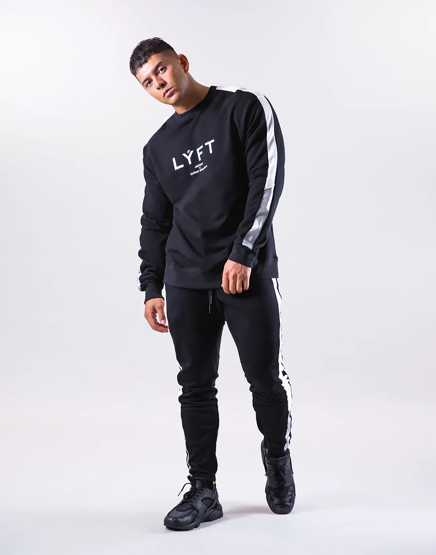 Bi-Color Line Crewneck Sweat - Black