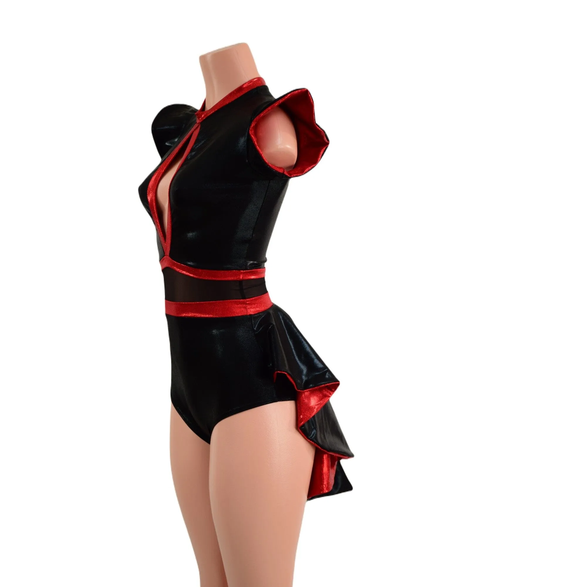 Black & Red Romper with MINI Tuxedo Tails