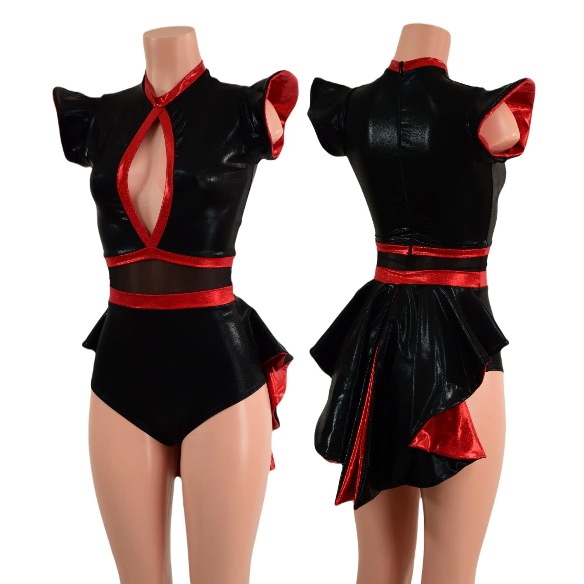 Black & Red Romper with MINI Tuxedo Tails