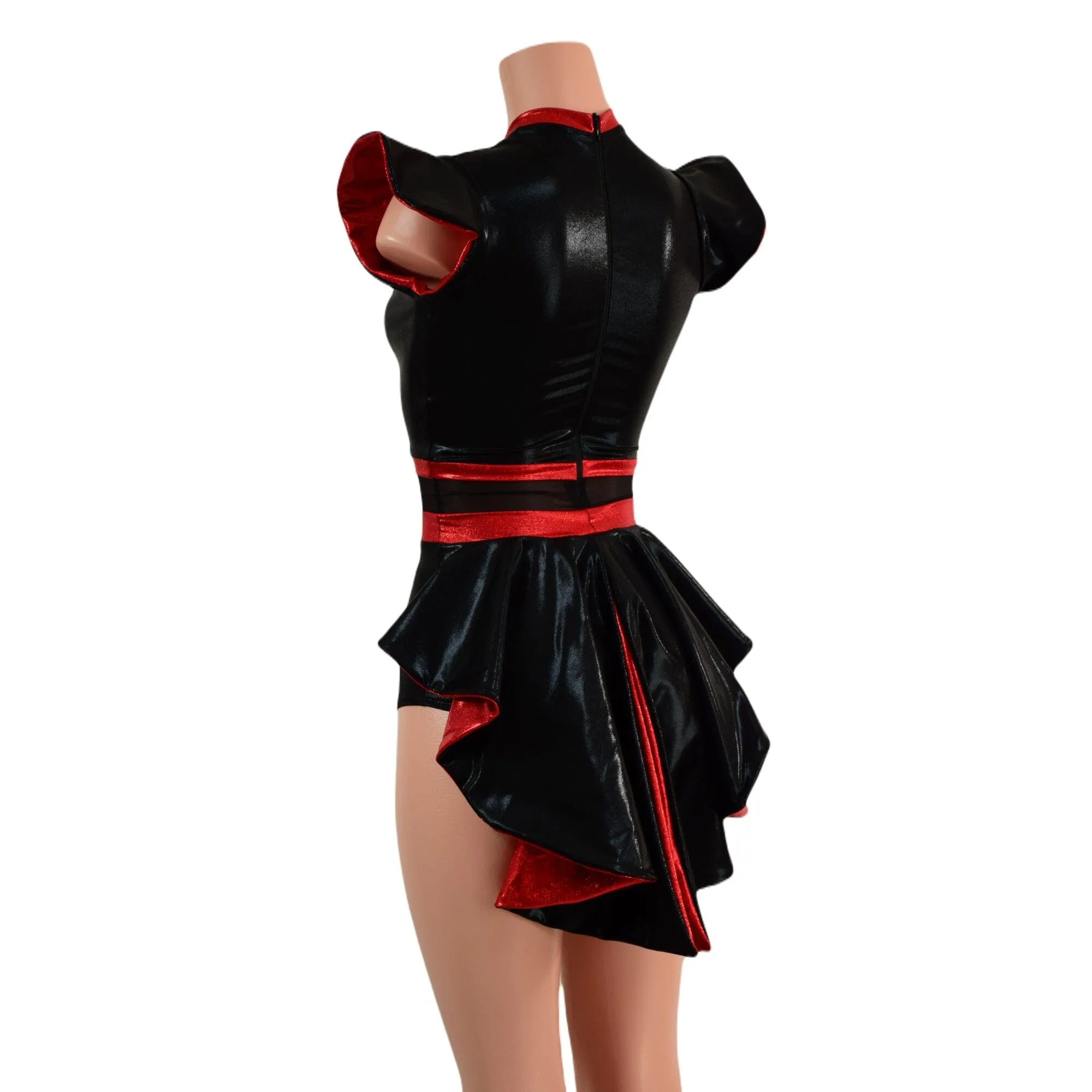 Black & Red Romper with MINI Tuxedo Tails