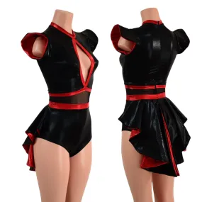 Black & Red Romper with MINI Tuxedo Tails