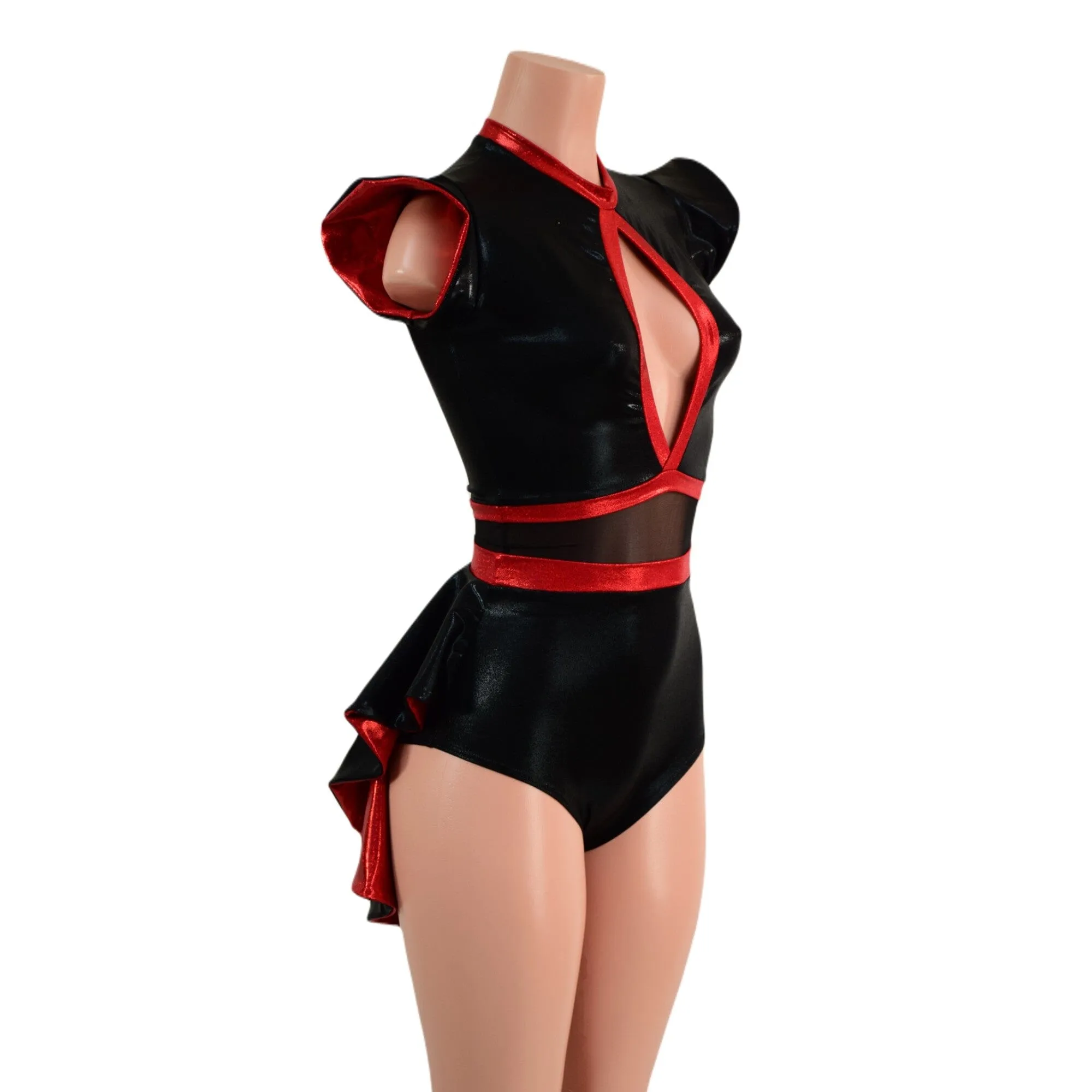 Black & Red Romper with MINI Tuxedo Tails