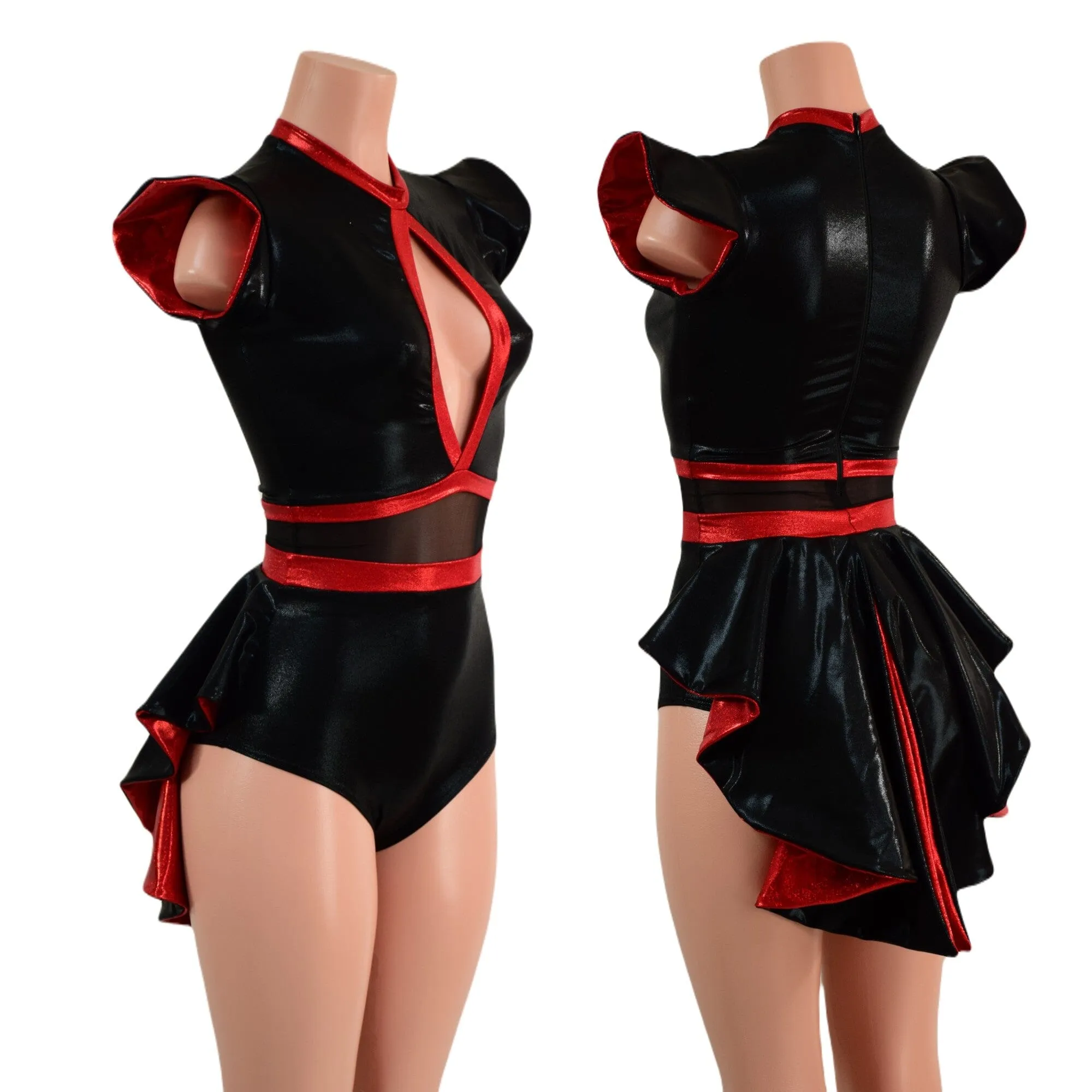 Black & Red Romper with MINI Tuxedo Tails