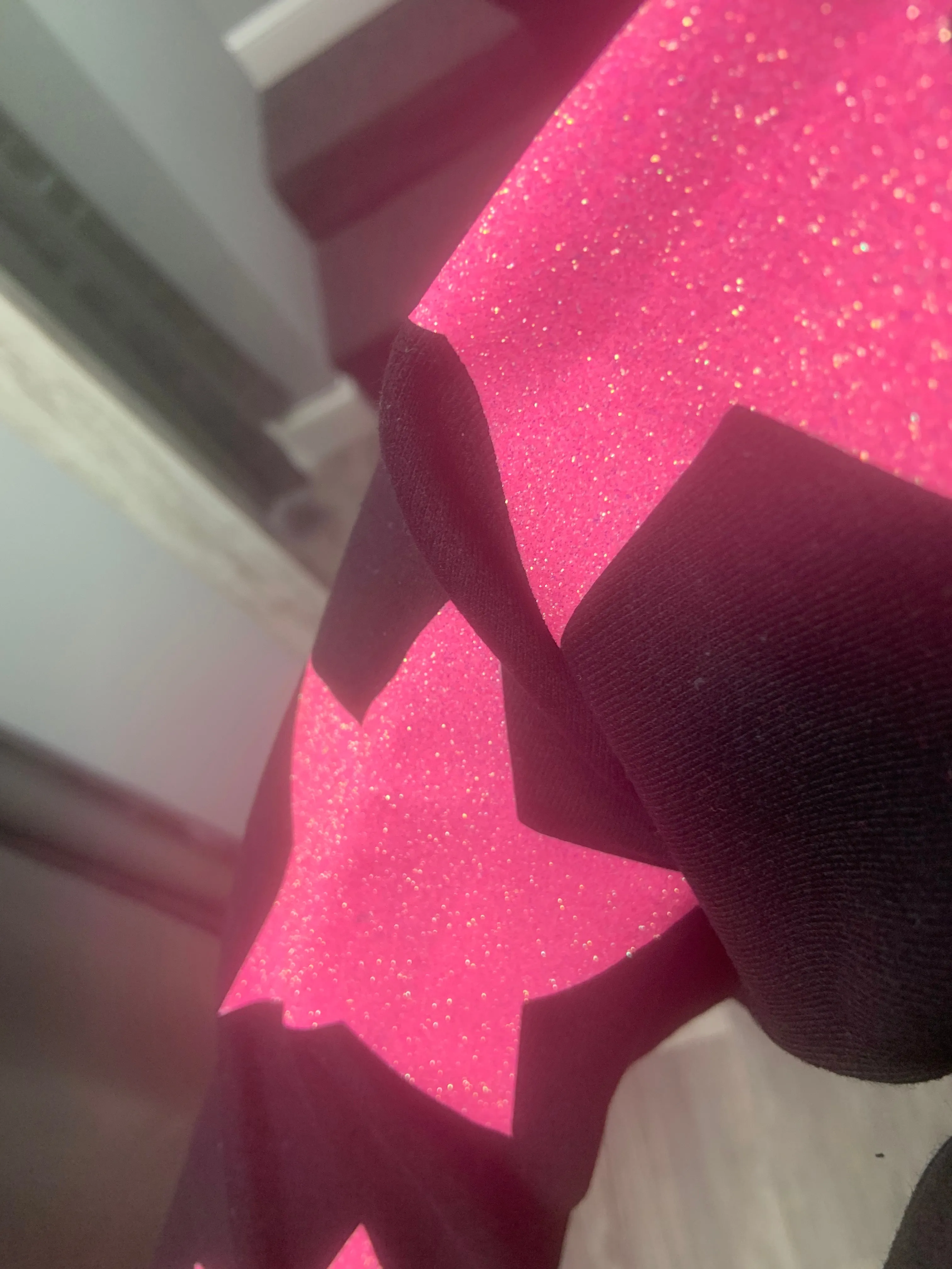 Black Glitter Happy Star Sleeve Sweatshirt - Black, Neon Pink or Light Pink