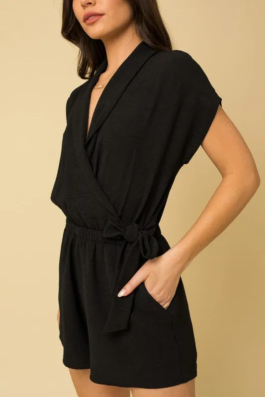 Black Side Tie Romper