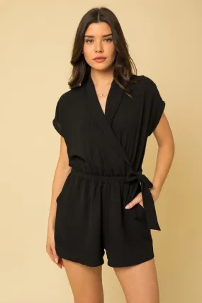 Black Side Tie Romper