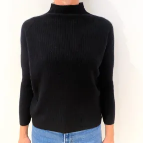 Black Slouchy Batwing Cashmere Turtle Neck Jumper Small