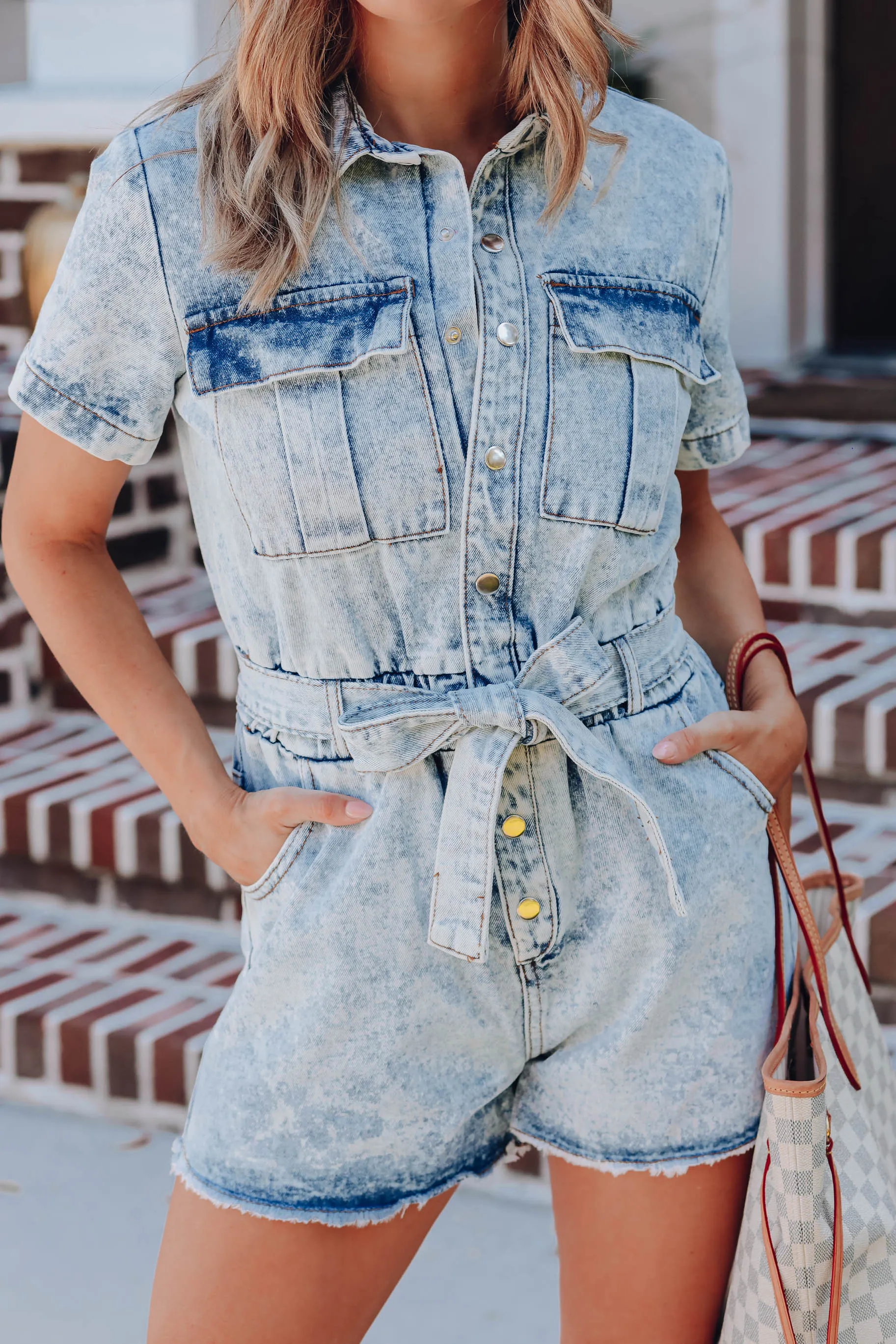 Blue Ridge Collared Denim Romper