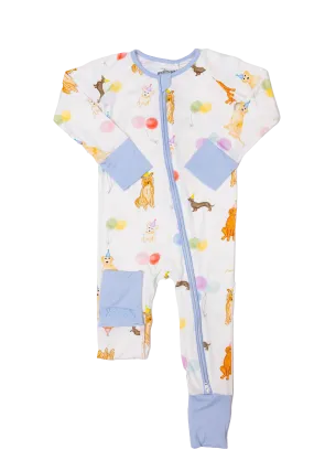 Blue Sleep Romper - Dog Party