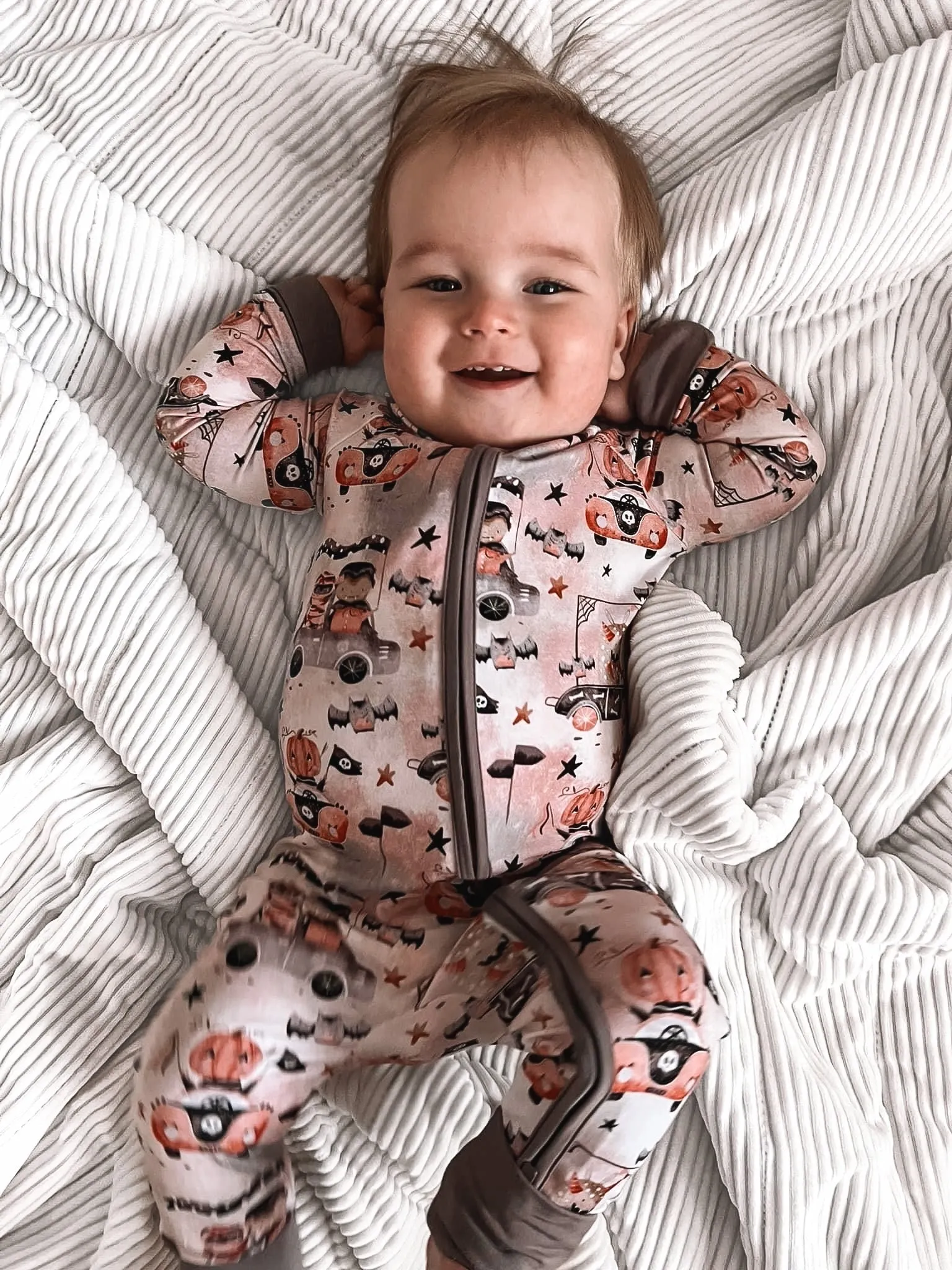 Blush Lotus Zip Romper w/ Convertible Foot - Monsters
