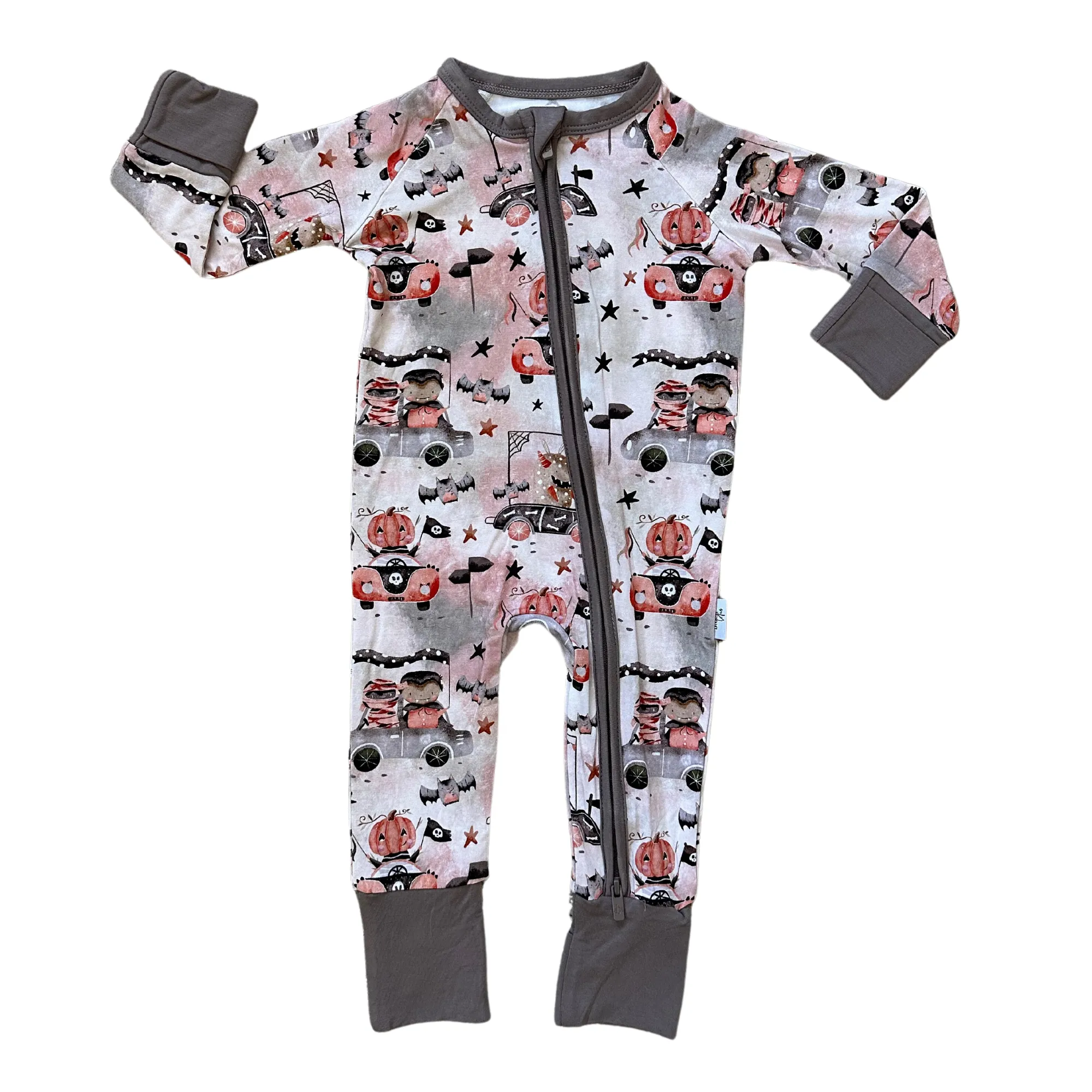 Blush Lotus Zip Romper w/ Convertible Foot - Monsters