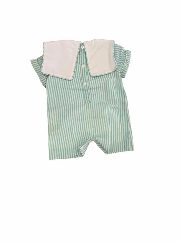 Boys Child Size 9 Months Southern Sass Smocks Mint print Rompers