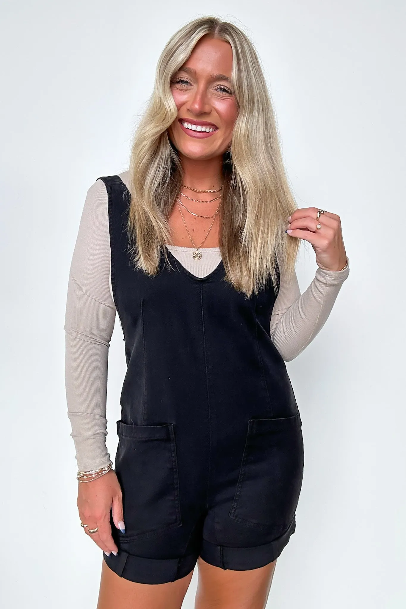 Brittley Washed Denim Romper - FINAL SALE